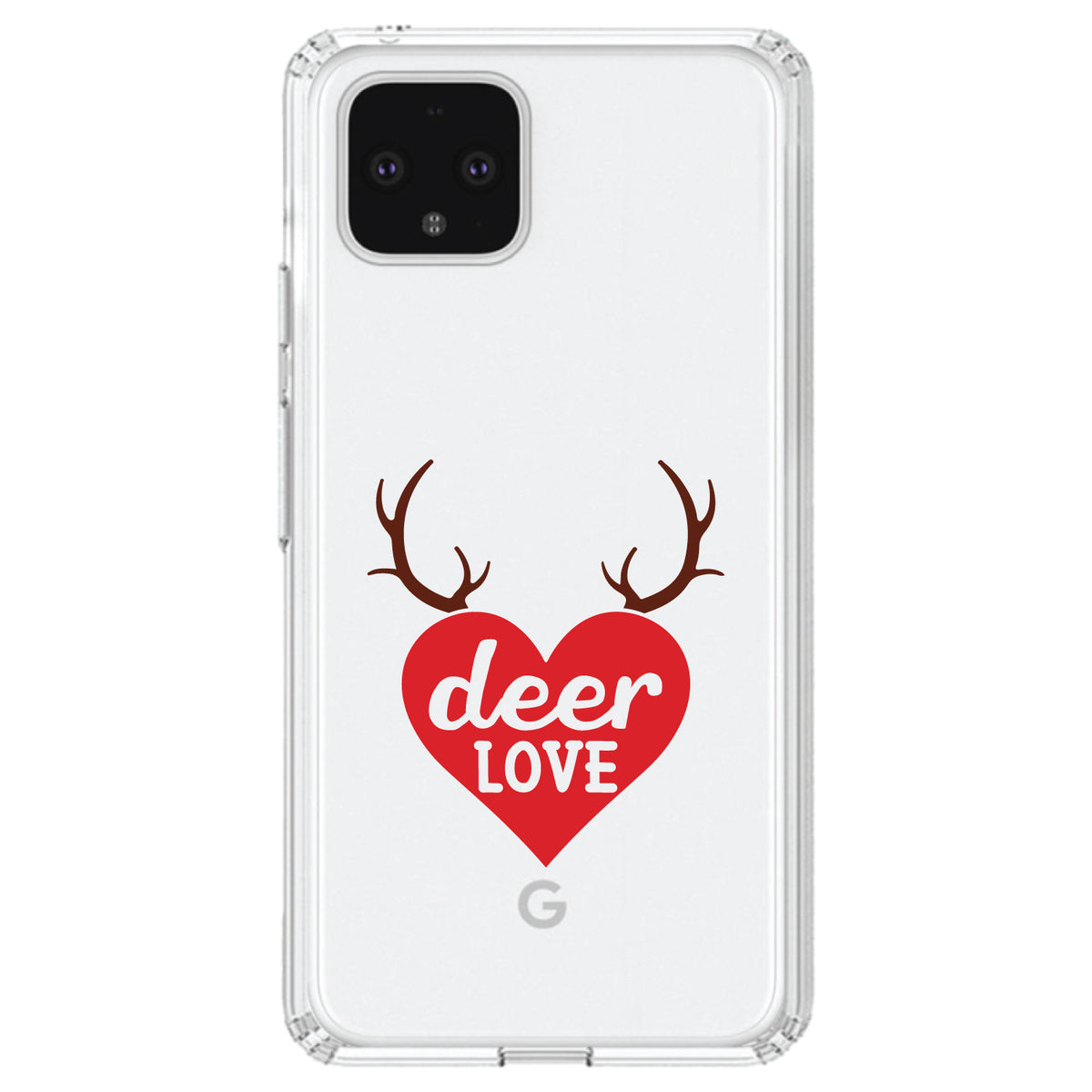 Deer Love, Red Antlers Clear Shockproof iPhone Case, view 23
