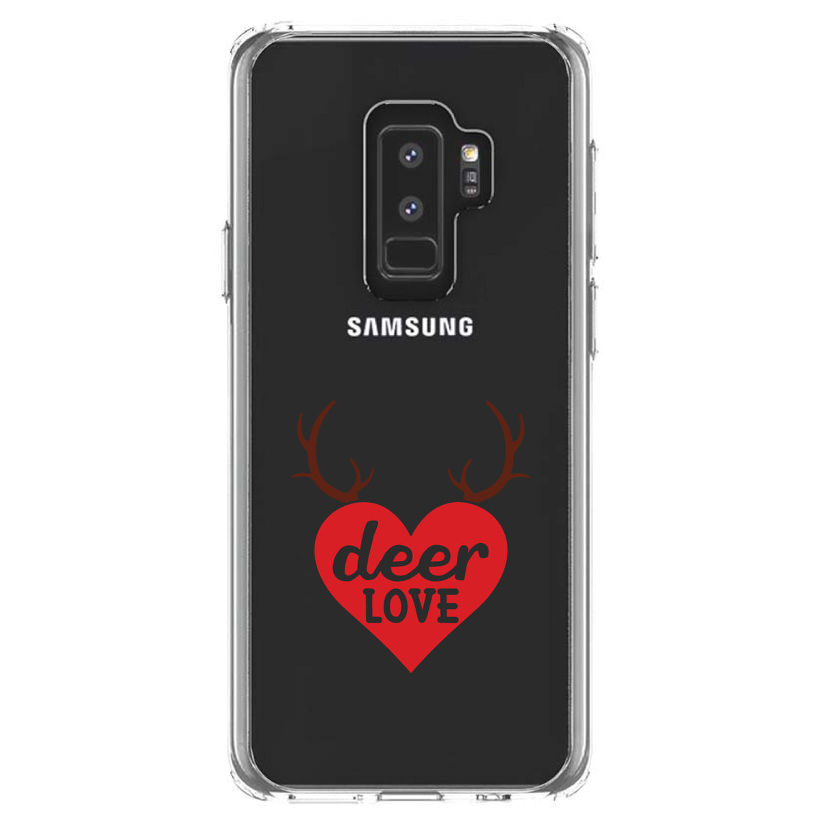 Deer Love, Red Antlers Clear Shockproof iPhone Case, view 20