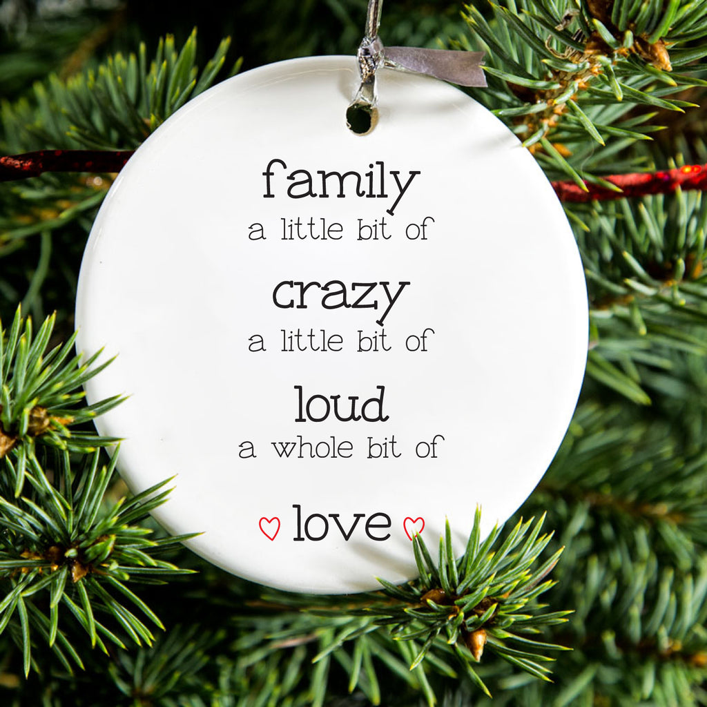 Family Crazy Loud Love Hearts Ceramic Ornament, view 2