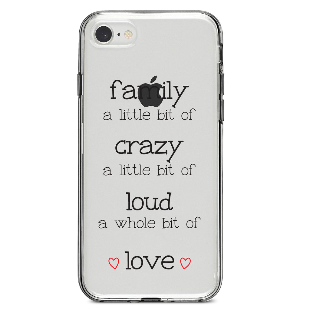 Family Crazy Loud Love Hearts Clear Shockproof iPhone Case, view 5