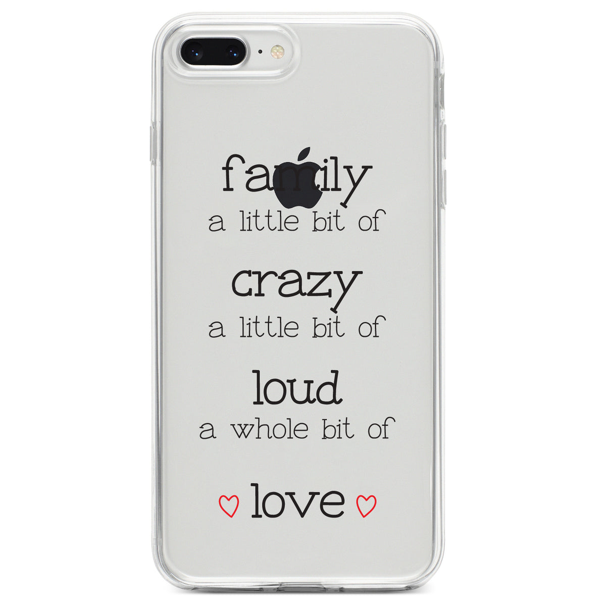 Family Crazy Loud Love Hearts Clear Shockproof iPhone Case, view 6