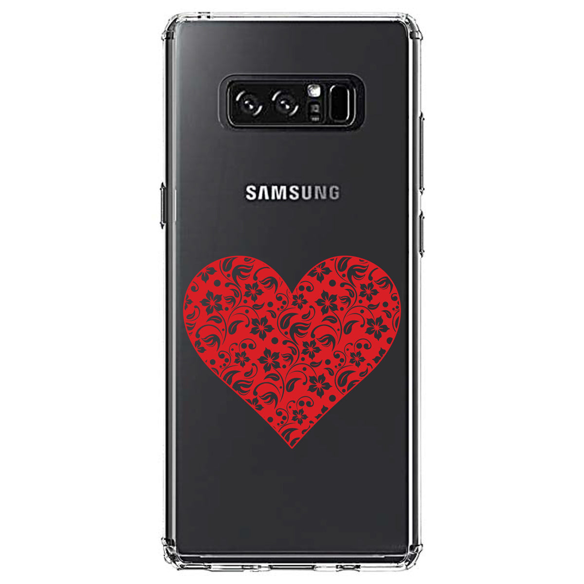 Red Floral Heart Clear Clear Shockproof iPhone Case, view 12