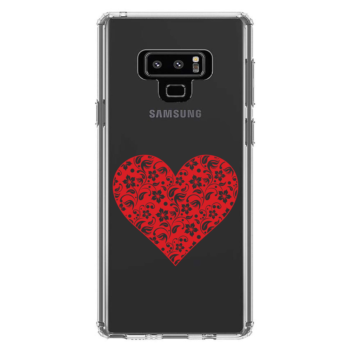 Red Floral Heart Clear Clear Shockproof iPhone Case, view 11