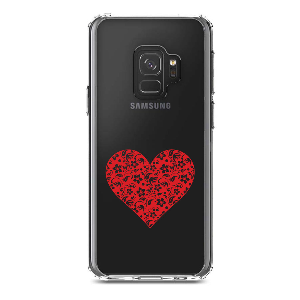 Red Floral Heart Clear Clear Shockproof iPhone Case, view 19