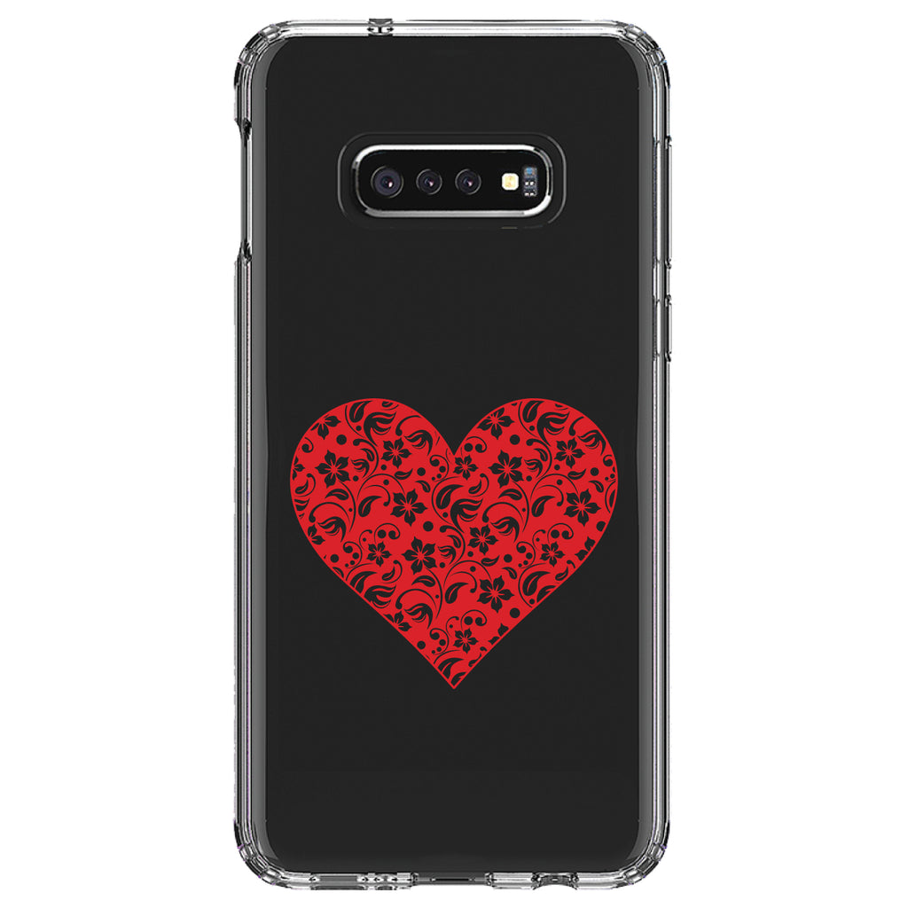 Red Floral Heart Clear Clear Shockproof iPhone Case, view 18