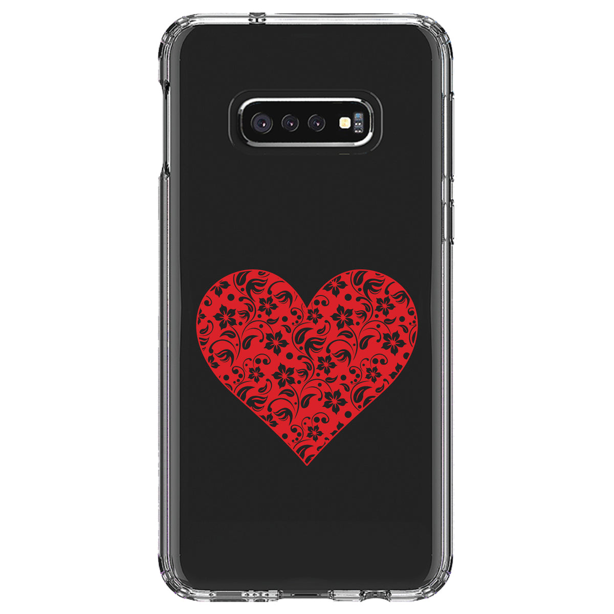 Red Floral Heart Clear Clear Shockproof iPhone Case, view 18