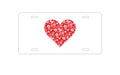 Custom Aluminum Decorative Vanity Front License Plate - Red Floral Heart Clear