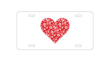 DistinctInk Custom Aluminum Decorative Vanity Front License Plate - Red Floral Heart Clear