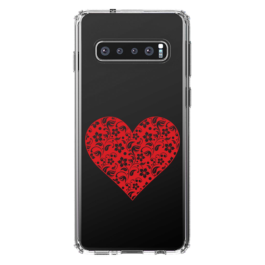 Red Floral Heart Clear Clear Shockproof iPhone Case, view 17