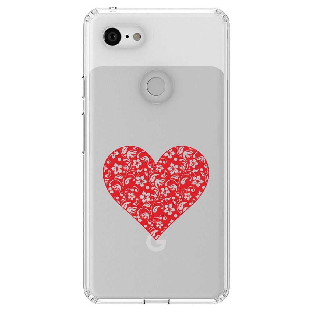 Red Floral Heart Clear Clear Shockproof iPhone Case, view 22