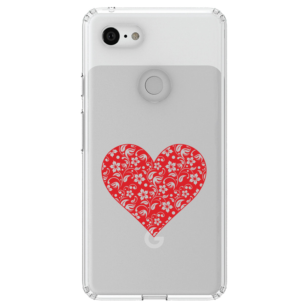 Red Floral Heart Clear Clear Shockproof iPhone Case, view 22