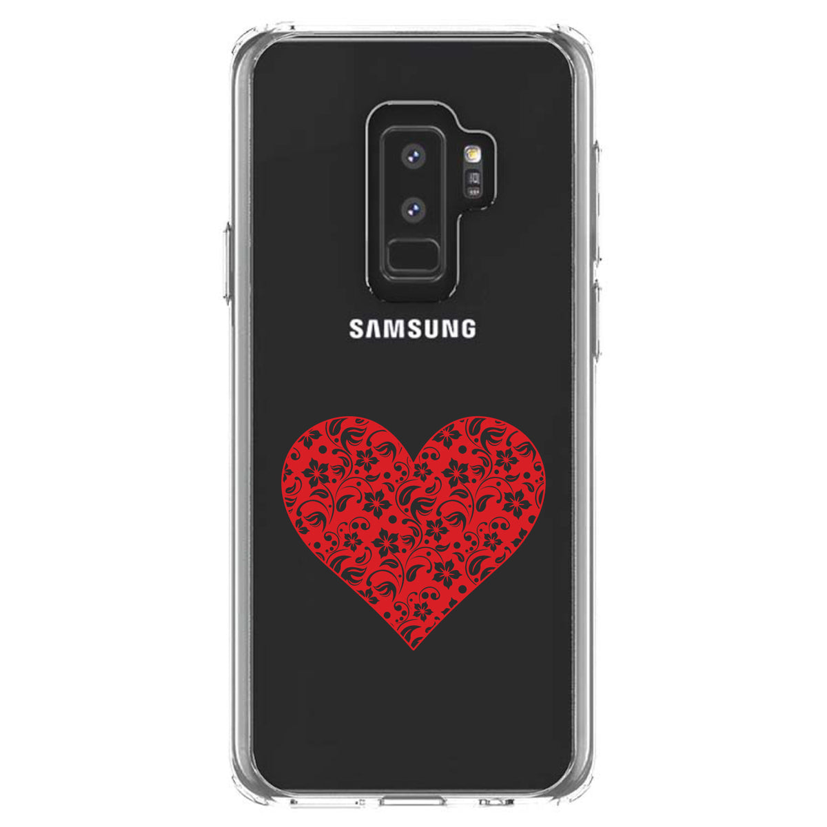 Red Floral Heart Clear Clear Shockproof iPhone Case, view 20