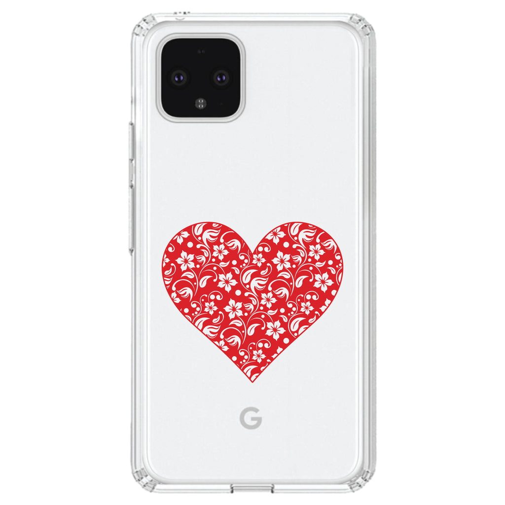 Red Floral Heart Clear Clear Shockproof iPhone Case, view 23