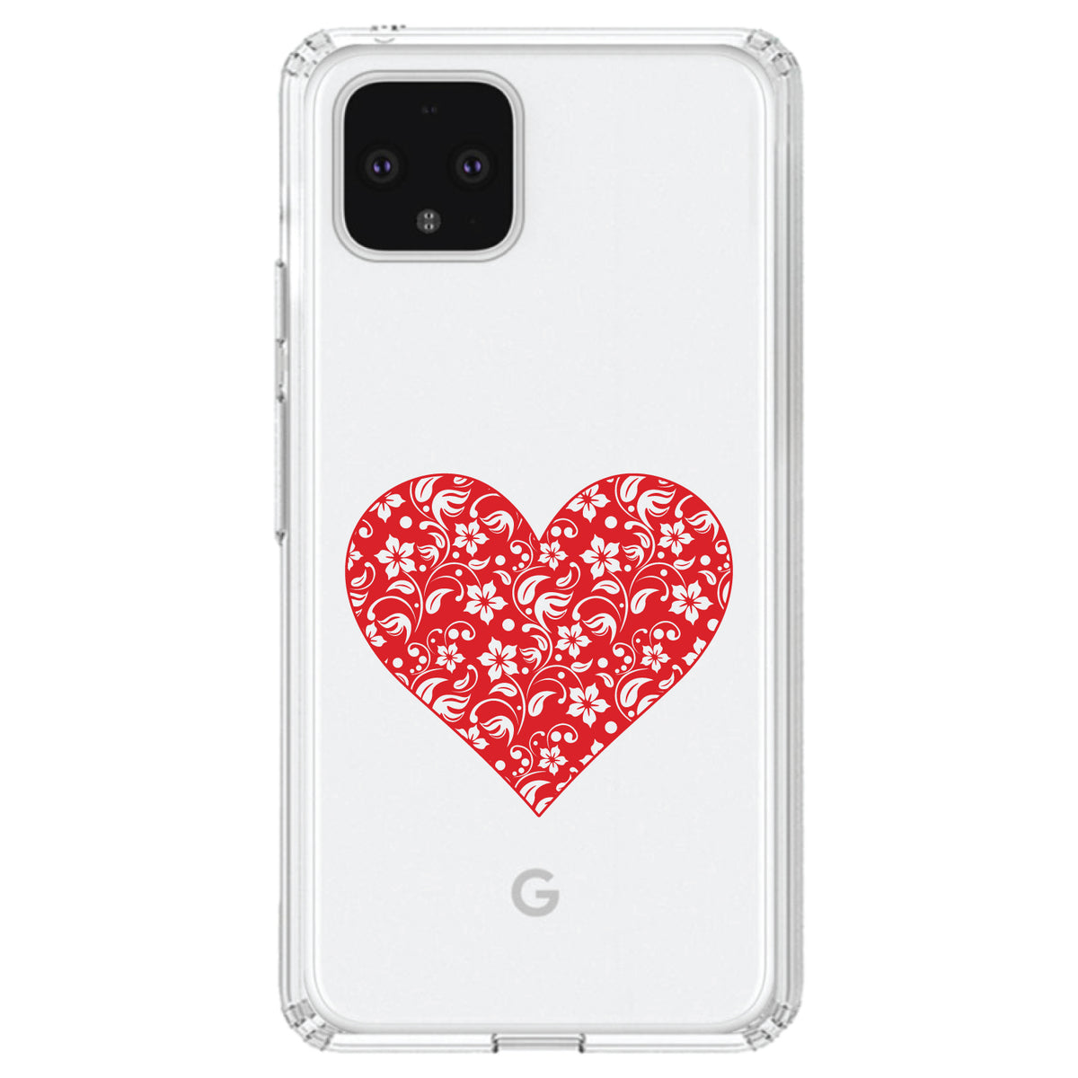 Red Floral Heart Clear Clear Shockproof iPhone Case, view 24