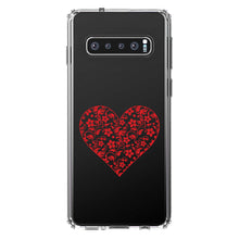 DistinctInk® Clear Shockproof Hybrid Case for Apple iPhone / Samsung Galaxy / Google Pixel - Clear Red Floral Heart