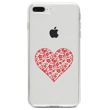 DistinctInk® Clear Shockproof Hybrid Case for Apple iPhone / Samsung Galaxy / Google Pixel - Clear Red Floral Heart