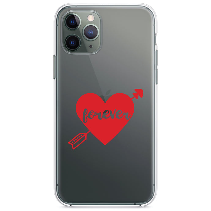 DistinctInk® Clear Shockproof Hybrid Case for Apple iPhone / Samsung Galaxy / Google Pixel - Heart Arrow Forever Valentine