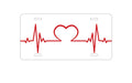 Custom Aluminum Decorative Vanity Front License Plate - Heart Pulse EKG Red Valentine