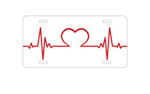 DistinctInk Custom Aluminum Decorative Vanity Front License Plate - Heart Pulse EKG Red Valentine