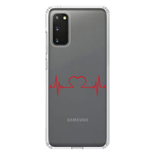 DistinctInk® Clear Shockproof Hybrid Case for Apple iPhone / Samsung Galaxy / Google Pixel - Heart Pulse EKG Red Valentine