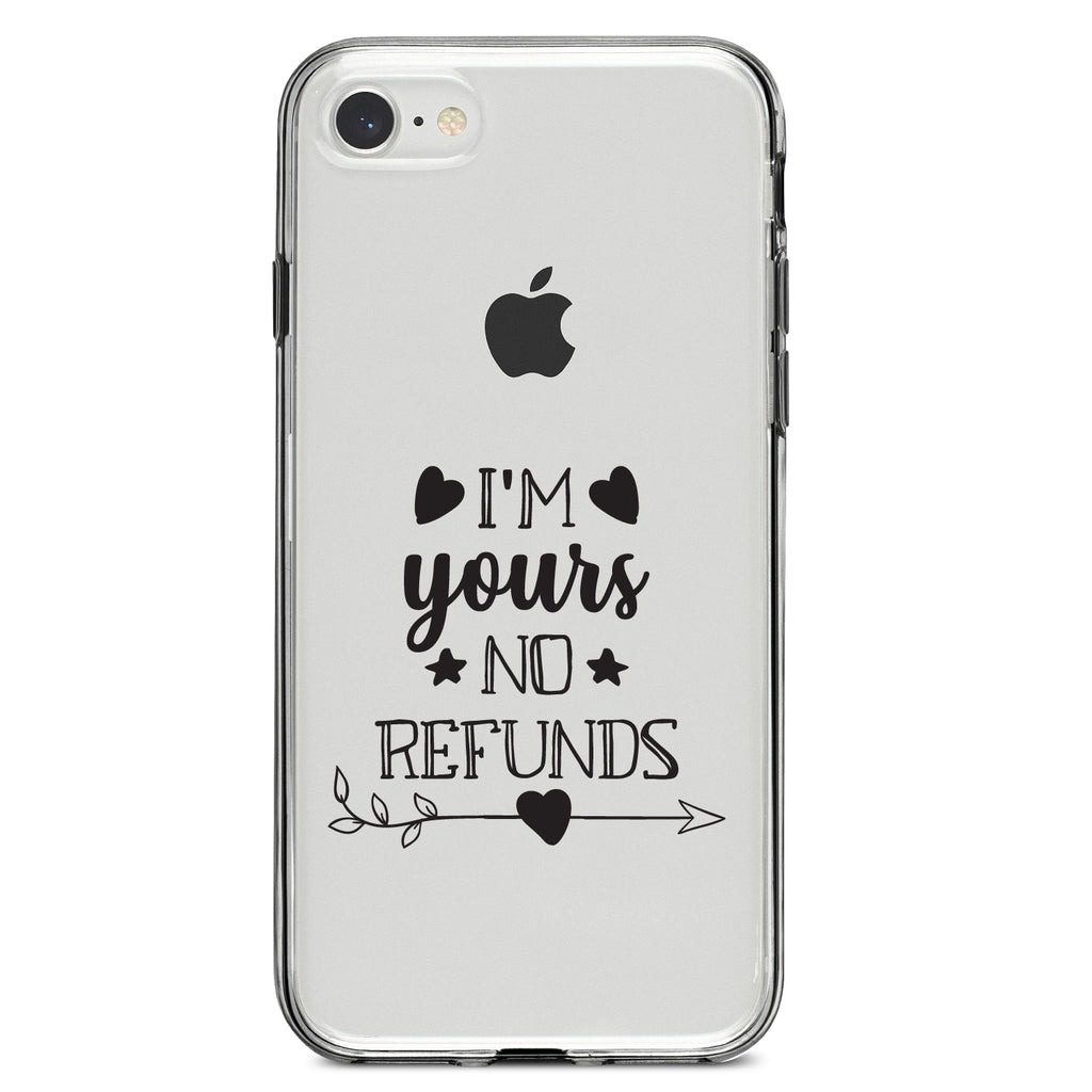 I'm Yours, No Refunds Clear Shockproof iPhone Case, view 5