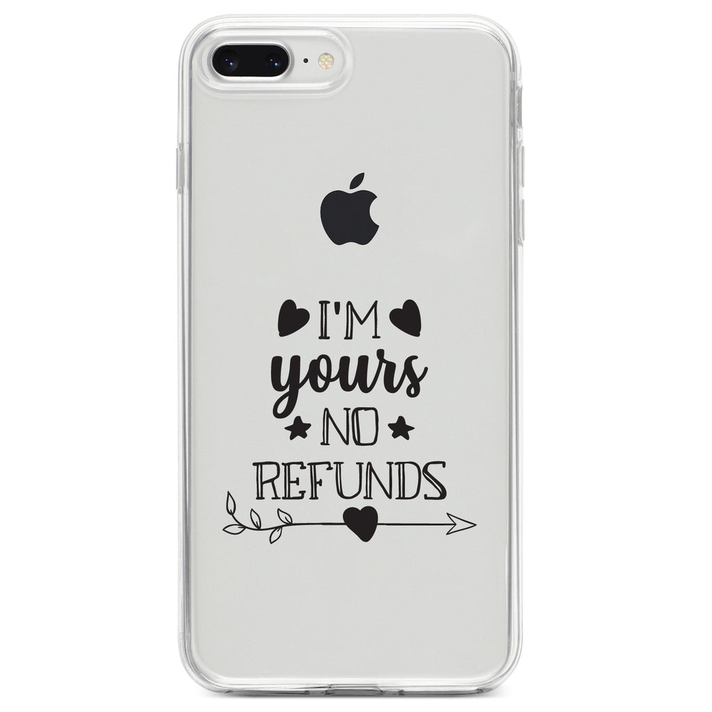 I'm Yours, No Refunds Clear Shockproof iPhone Case, view 6
