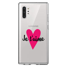 DistinctInk® Clear Shockproof Hybrid Case for Apple iPhone / Samsung Galaxy / Google Pixel - Je T'Aime - Pink Heart