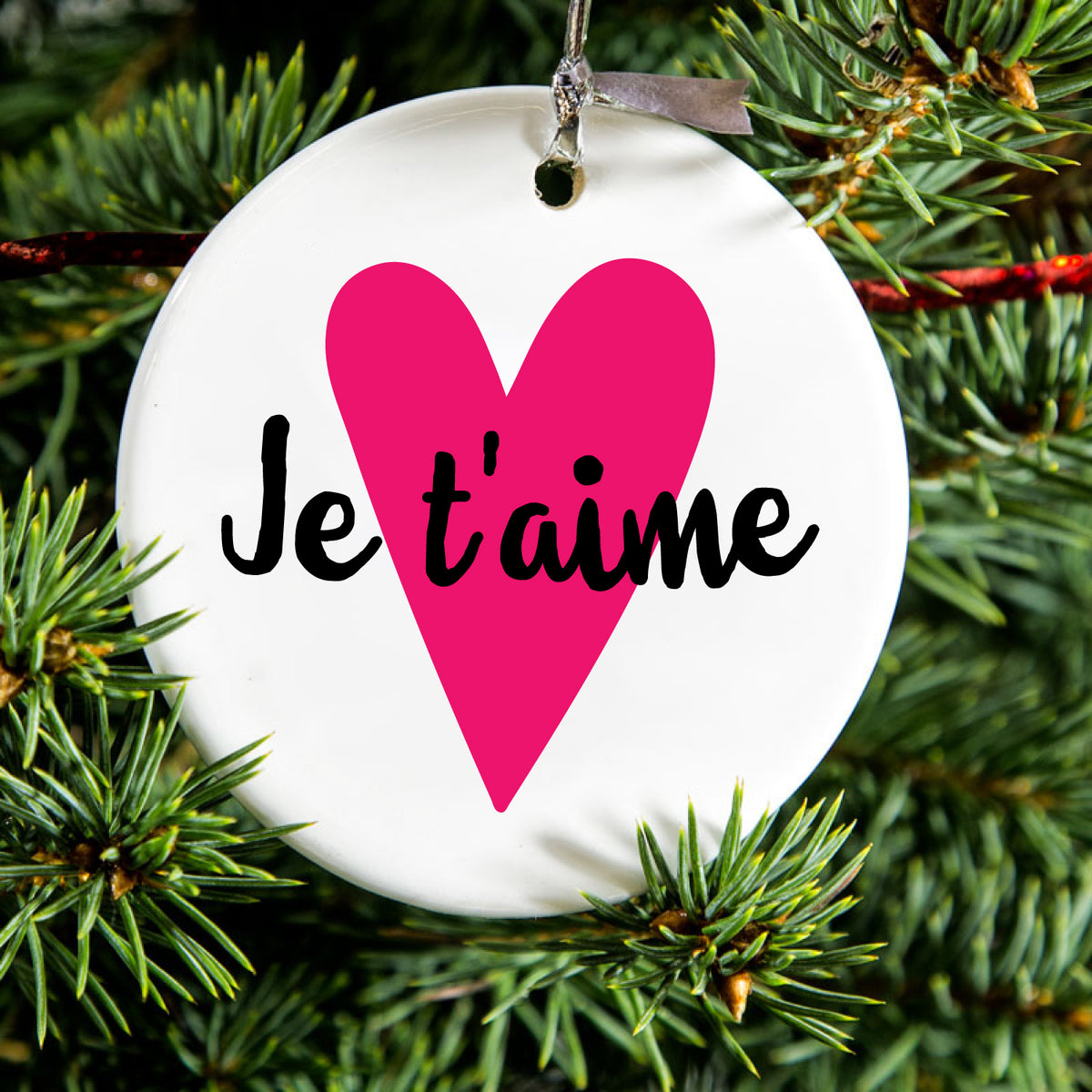Pink Heart Ceramic Ornament, view 2