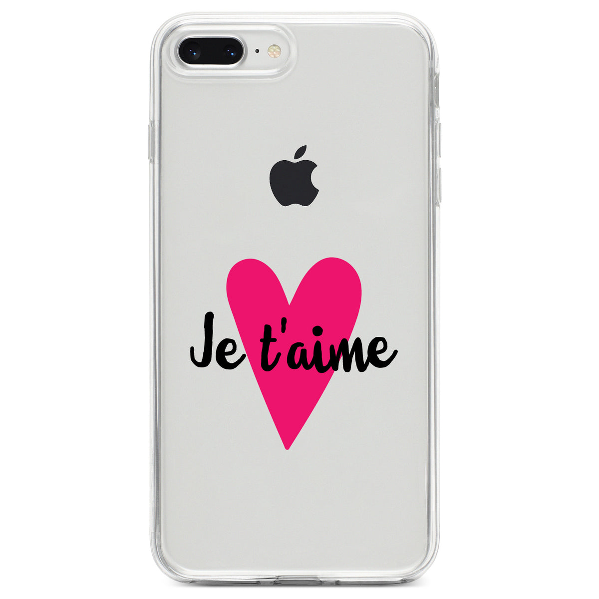 Je T'Aime, Pink Heart Clear Shockproof iPhone Case, view 6
