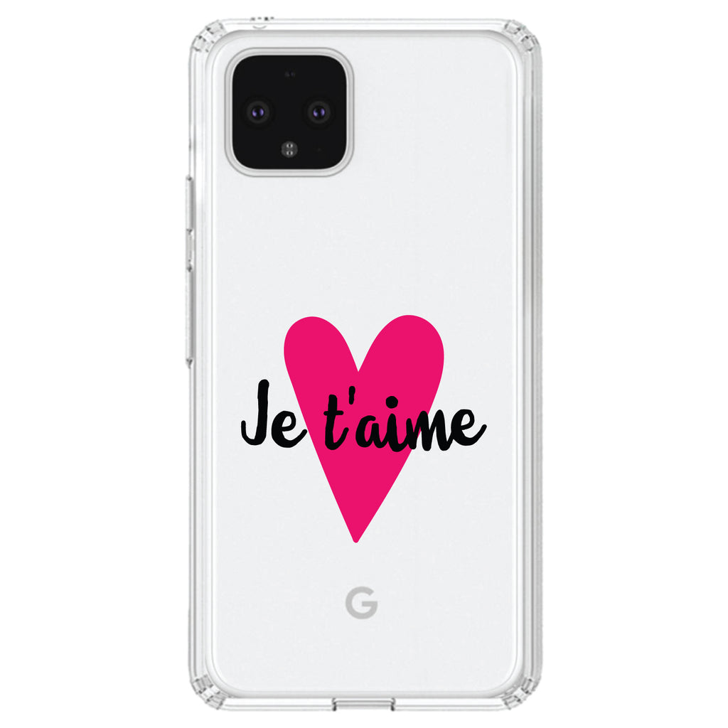 Je T'Aime, Pink Heart Clear Shockproof iPhone Case, view 24
