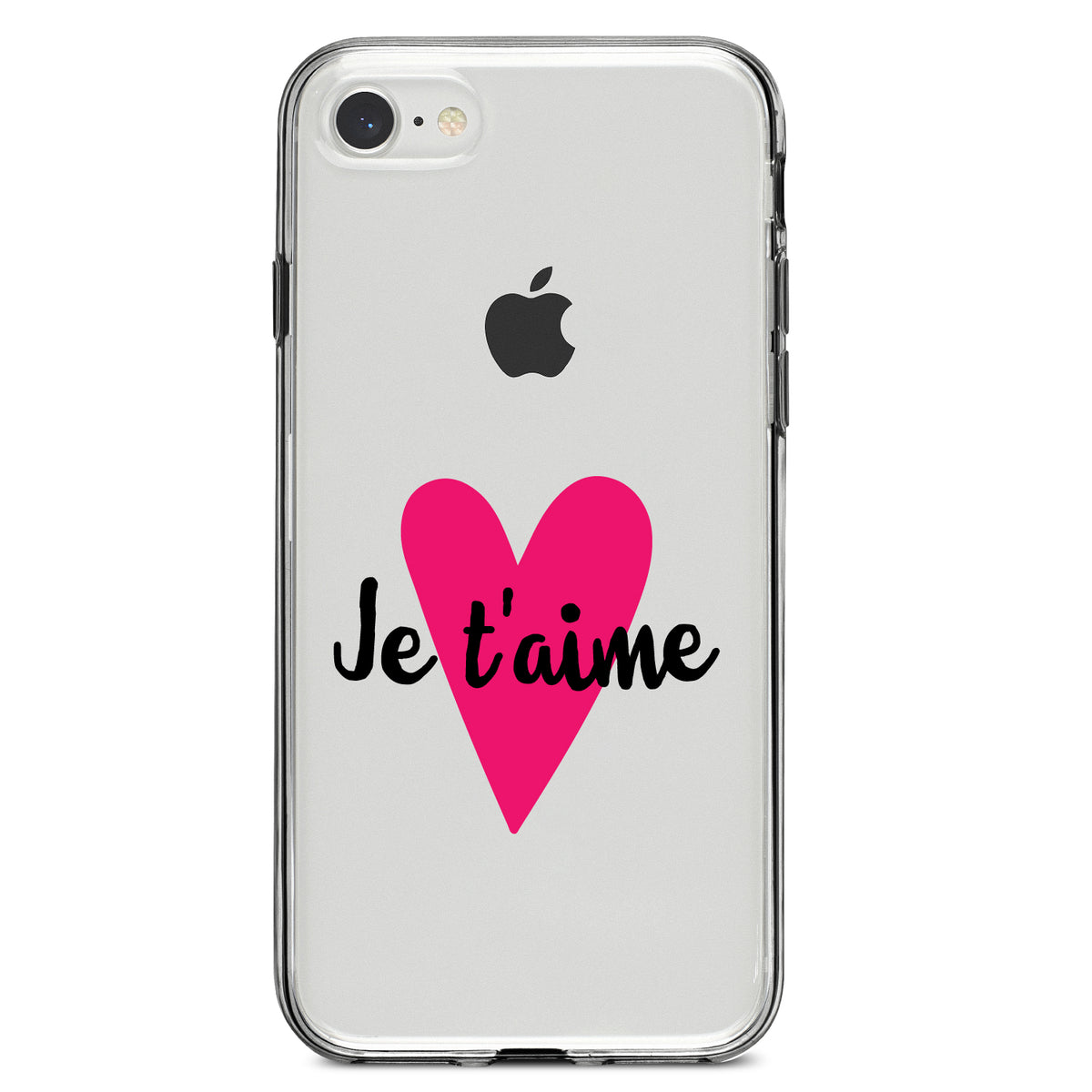 Je T'Aime, Pink Heart Clear Shockproof iPhone Case, view 5