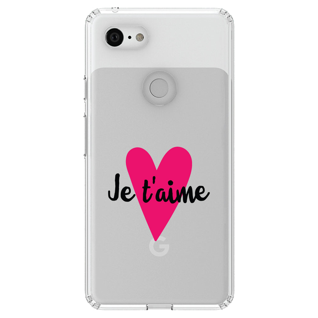 Je T'Aime, Pink Heart Clear Shockproof iPhone Case, view 21