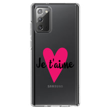 DistinctInk® Clear Shockproof Hybrid Case for Apple iPhone / Samsung Galaxy / Google Pixel - Je T'Aime - Pink Heart