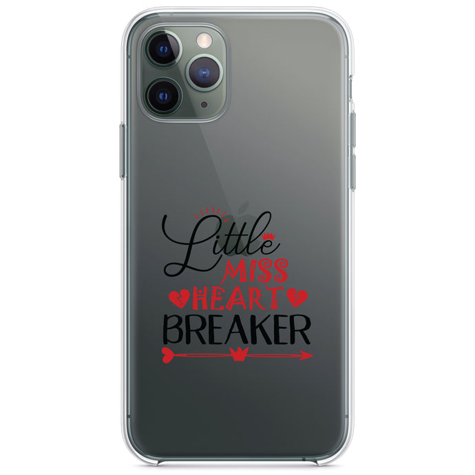 DistinctInk® Clear Shockproof Hybrid Case for Apple iPhone / Samsung Galaxy / Google Pixel - Little Miss Heart Breaker