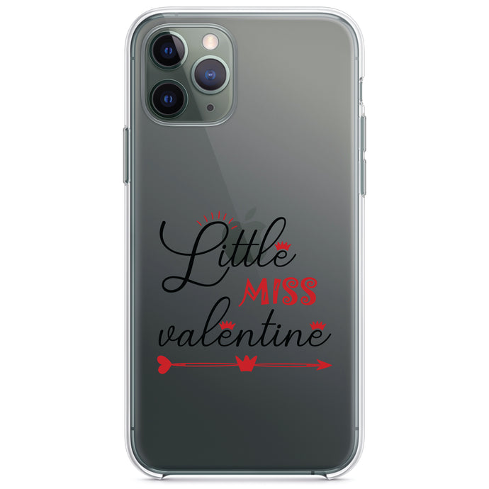 DistinctInk® Clear Shockproof Hybrid Case for Apple iPhone / Samsung Galaxy / Google Pixel - Little Miss Valentine