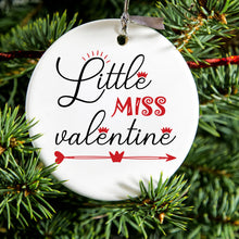 DistinctInk® Hanging Ceramic Christmas Tree Ornament with Gold String - Great Gift / Present - 2 3/4 inch Diameter - Little Miss Valentine