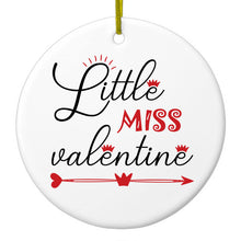 DistinctInk® Hanging Ceramic Christmas Tree Ornament with Gold String - Great Gift / Present - 2 3/4 inch Diameter - Little Miss Valentine
