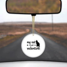 DistinctInk® Hanging Ceramic Christmas Tree Ornament with Gold String - Great Gift / Present - 2 3/4 inch Diameter - My Cat is My Valentine
