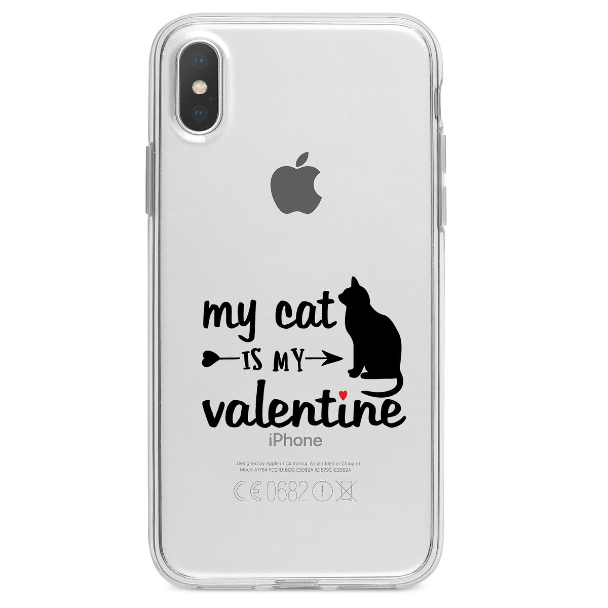 My Cat is My Valentine Clear Shockproof iPhone Case, view 2