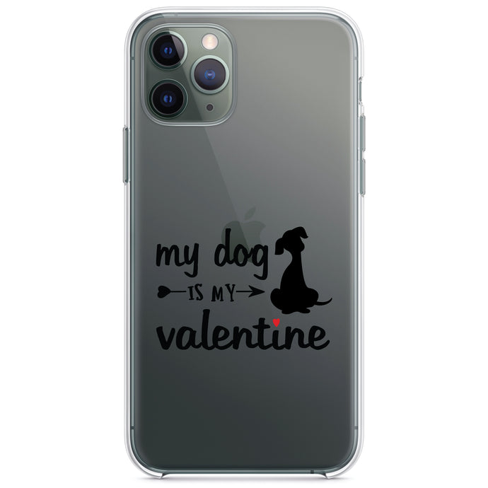 DistinctInk® Clear Shockproof Hybrid Case for Apple iPhone / Samsung Galaxy / Google Pixel - My Dog is My Valentine