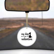 DistinctInk® Hanging Ceramic Christmas Tree Ornament with Gold String - Great Gift / Present - 2 3/4 inch Diameter - My Dog is My Valentine