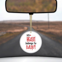 DistinctInk® Hanging Ceramic Christmas Tree Ornament with Gold String - Great Gift / Present - 2 3/4 inch Diameter - My Heart Belongs to Daddy