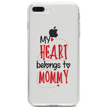 DistinctInk® Clear Shockproof Hybrid Case for Apple iPhone / Samsung Galaxy / Google Pixel - My Heart Belongs to Mommy