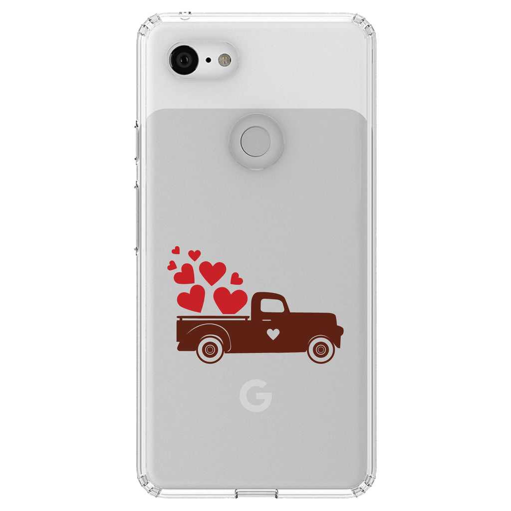 Valentine Truck Red Hearts Clear Shockproof iPhone Case, view 21