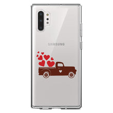 DistinctInk® Clear Shockproof Hybrid Case for Apple iPhone / Samsung Galaxy / Google Pixel - Valentine Truck Red Hearts
