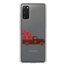 DistinctInk® Clear Shockproof Hybrid Case for Apple iPhone / Samsung Galaxy / Google Pixel - Valentine Truck Red Hearts