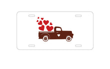 DistinctInk Custom Aluminum Decorative Vanity Front License Plate - Valentine Truck Red Hearts
