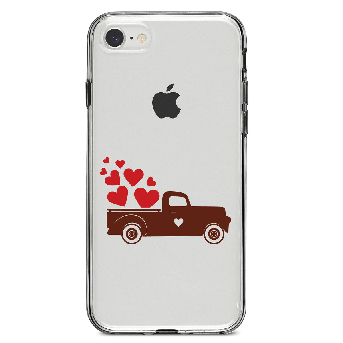 Valentine Truck Red Hearts Clear Shockproof iPhone Case, view 5