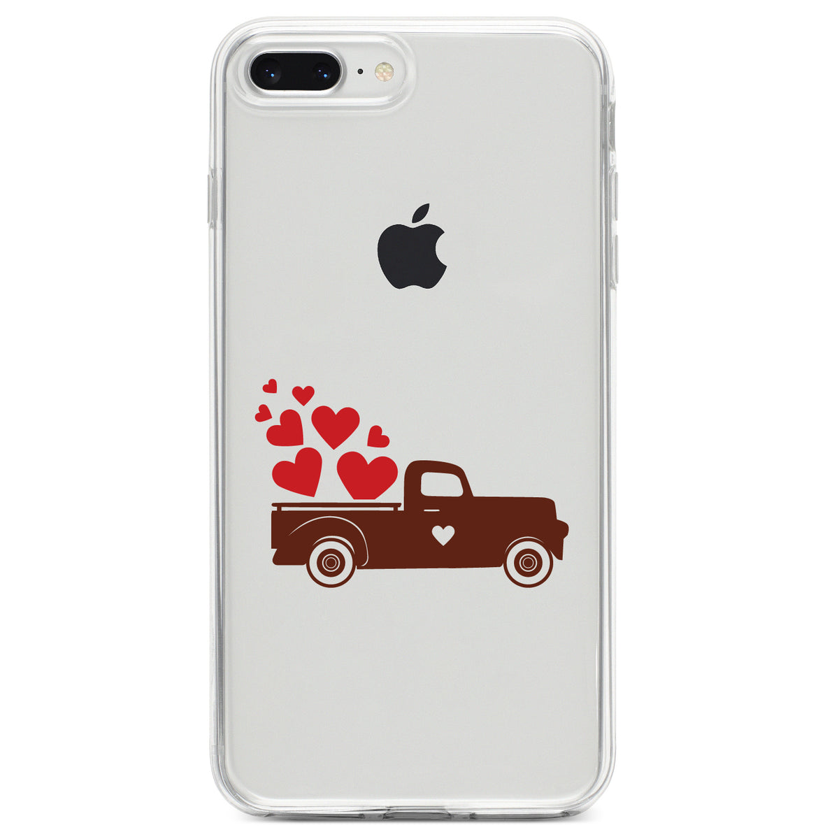 Valentine Truck Red Hearts Clear Shockproof iPhone Case, view 6