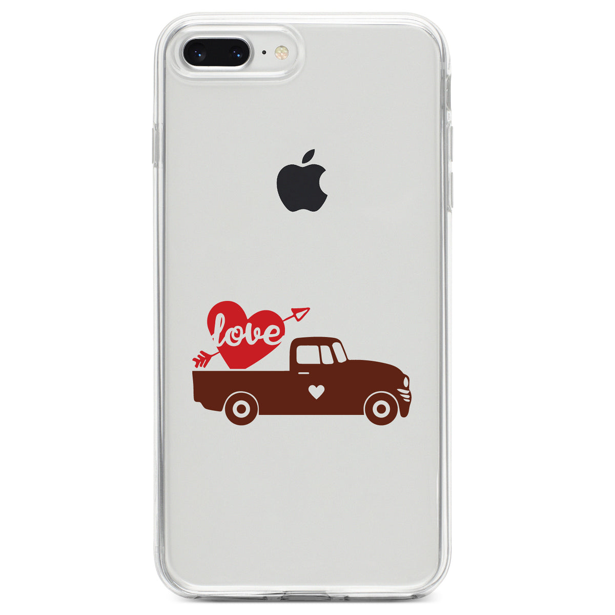 Valentine Truck Red Love Heart Arrow Clear Shockproof iPhone Case, view 6